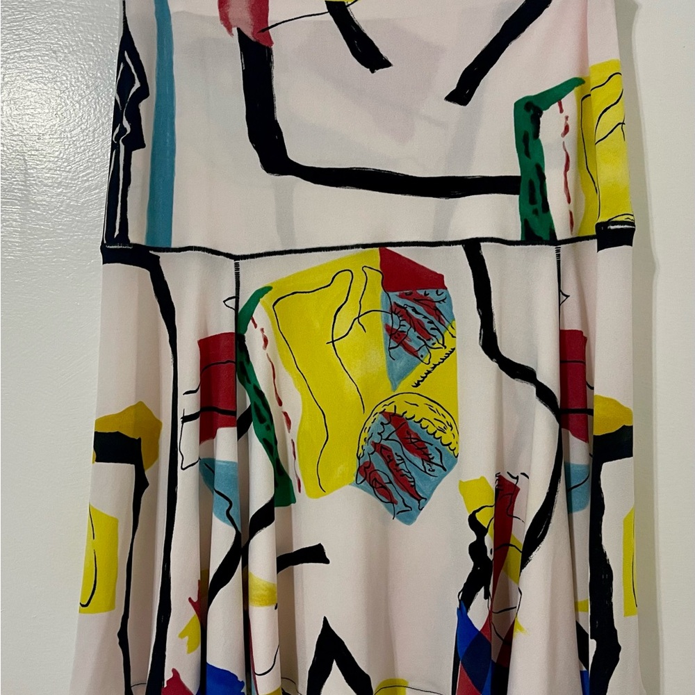 Eva Varro Multicolor Abstract A-Line Skirt